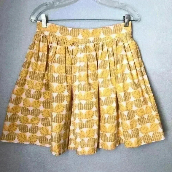 Handmade gathered yellow gray leaves miniskirt with zipper closure M-L? - Picture 2 of 6